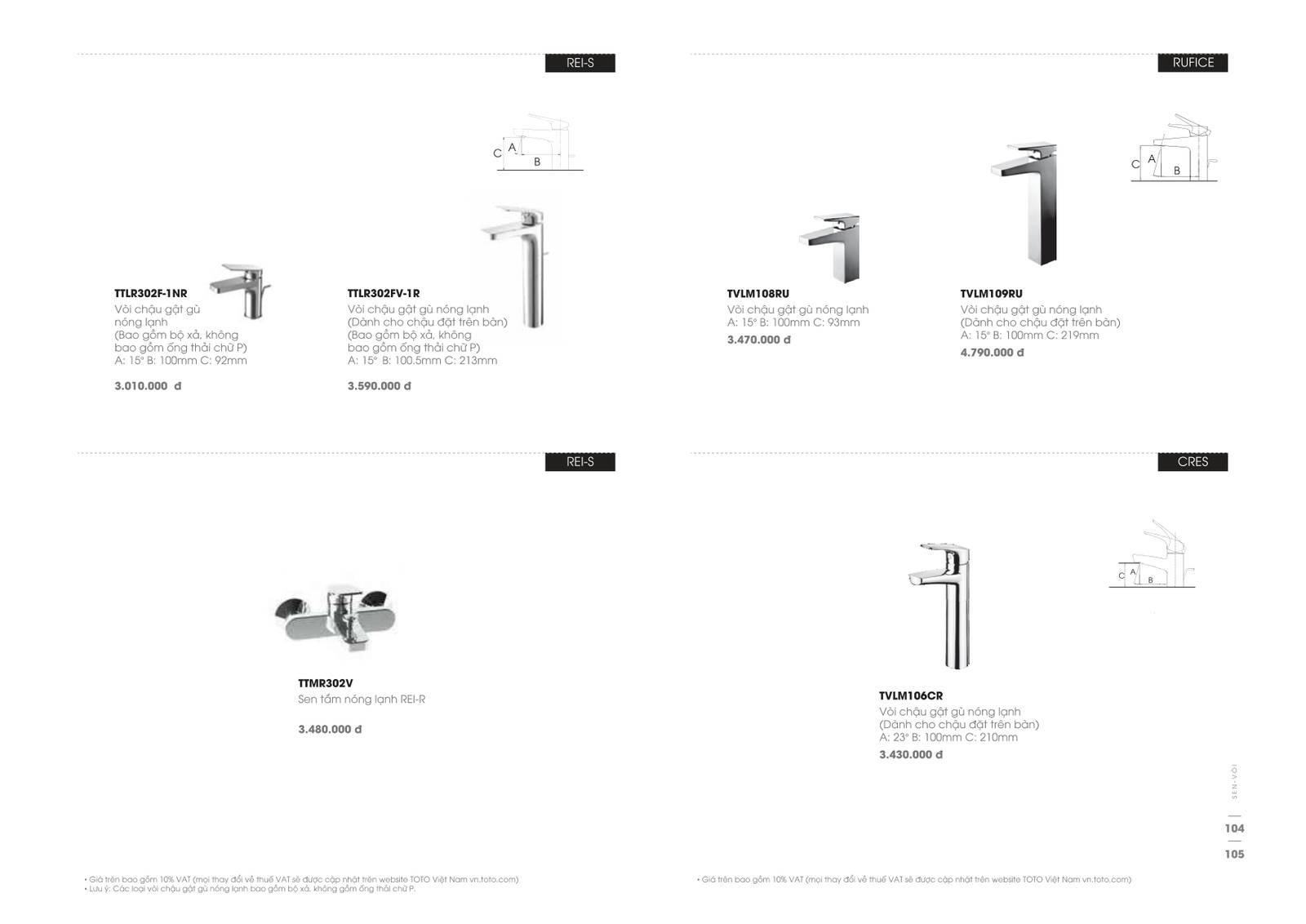 Thiết bị vệ sinh TOTO Catalogue và Bảng giá mới nhất 2024 /Page 47